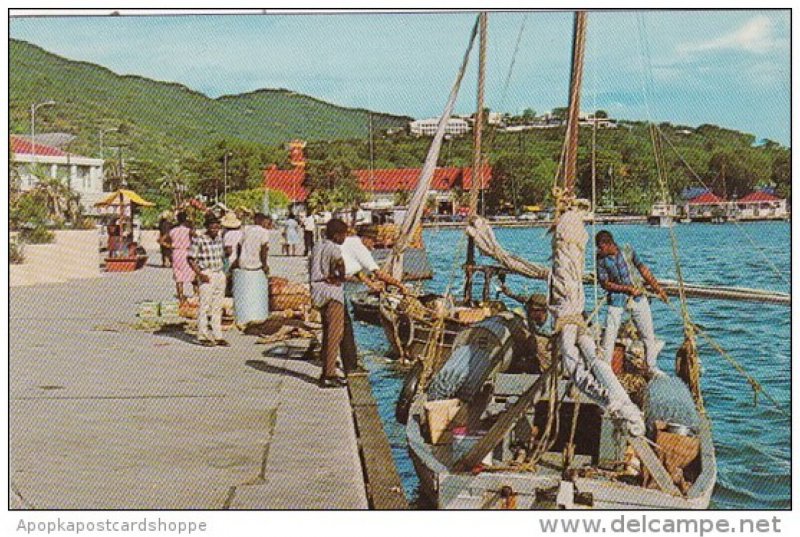 St Thomas Native Sloop Departing After Bartering and Selling 1970