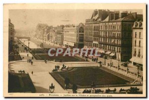 Old Postcard Rennes Gardens on the Vilaine and perspective docks