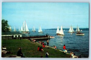Seattle Washington WA Postcard Yachting Lake Seafare Exterior View c1960 Vintage