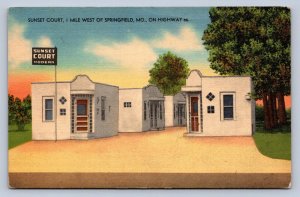 J96/ Springfield Missouri Postcard Linen Sunset Court U.S. Highway 66   461