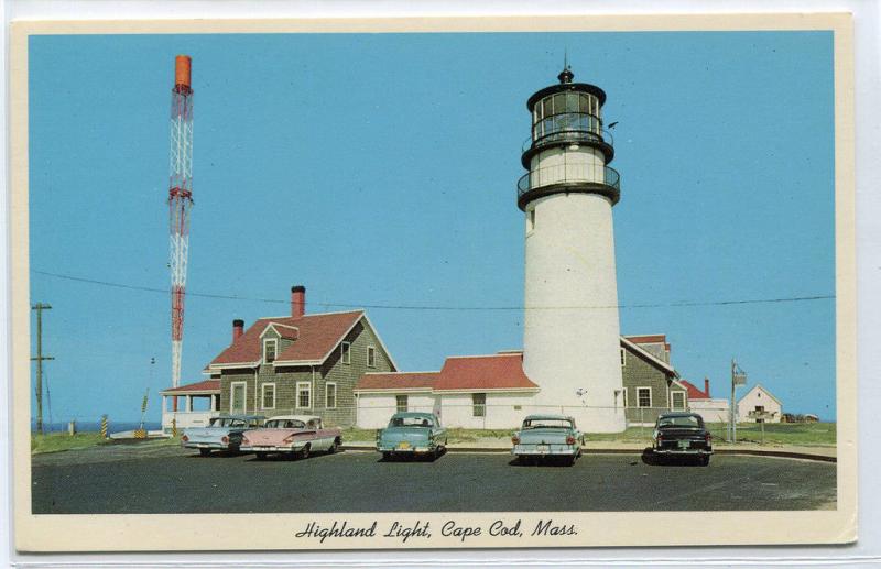 Highland Lighthouse Cars Cape Cod Massachusetts postcard