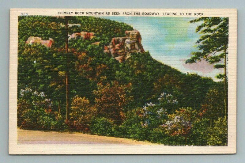 Chimney Rock Mountain As Seen From The Roadway, Leading To The Rock, NC Postcard 