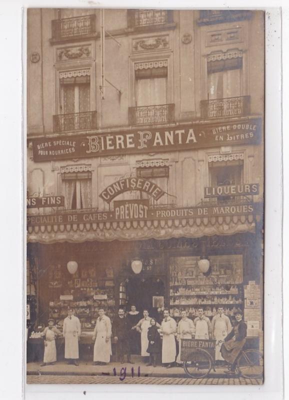 PARIS : biere fanta, confiserie, prevost, biere double en litre, 56 rue corio...