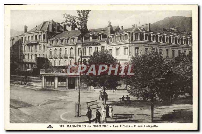 Old Postcard Bagneres de Bigorre Hotels Place Lafayette