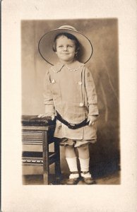 Plainfield New Jersey Cute Child Large Hat Buckle Shoes c1910 RPPC Postcard Z18