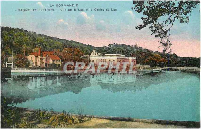 'Old Postcard Normandy Bagnoles de l''Orne Lake View and the Casino du Lac'