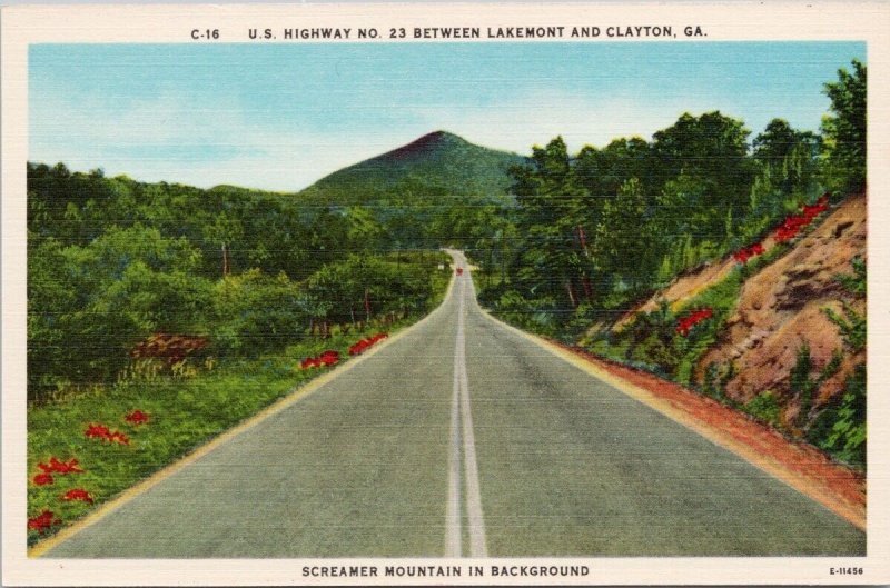 US Highway #23 between Lakemont and Clayton GA Georgia Screamer Mtn Postcard H21