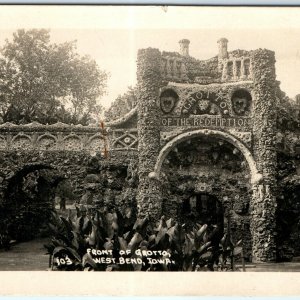 c1926 West Bend, IA RPPC Grotto of the Redemption Entrance Photo Postcard A59