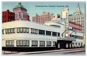 c1940 Greyhound Bus Terminal Exterior Building Cincinnati Ohio Vintage Postcard