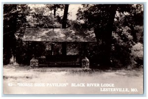 Lesterville Missouri MO RPPC Photo Postcard Horse Shoe Pavilion Lodge c1950's