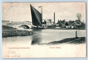 England Postcard View of Wroxham Bridge Norfolk Broads 1903 Posted Antique