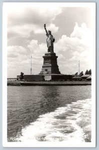 1950's RPPC STATUE OF LIBERTY NEW YORK CITY HARBOR KODAK REAL PHOTO POSTCARD