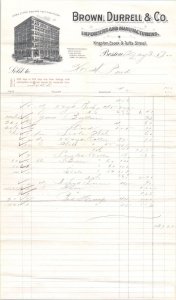 1900 Antique Billhead - BROWN, DURRELL & CO. Importers Manufacturers - Boston