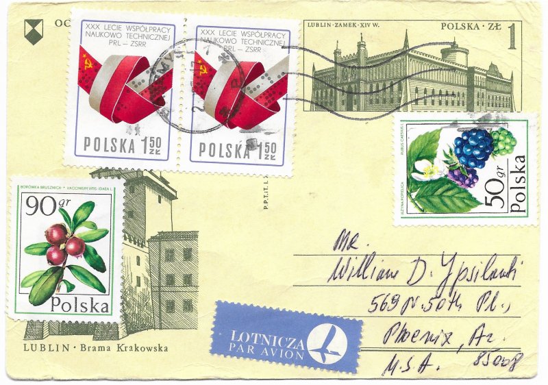 Poland used pre stamp, and more stamps added.  Creased in the middle, but nice.