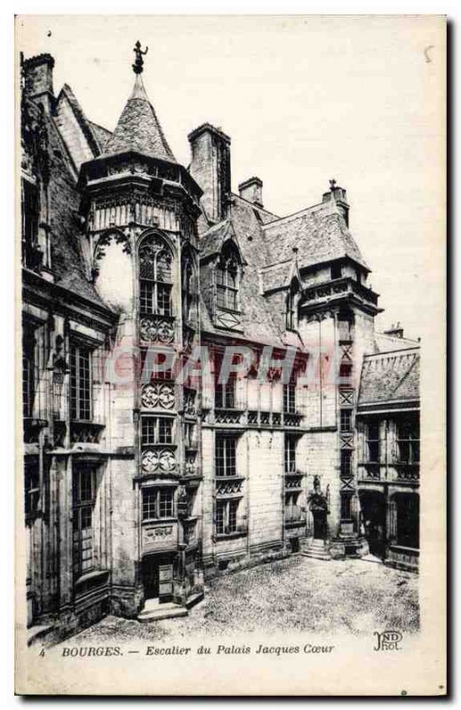 Old Postcard Bourges Palais Jacques Coeur Staircase