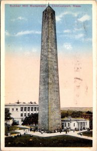 Boston Massachusetts Ma Postcard - Bunker Hill Monument - Charlestown - 1916