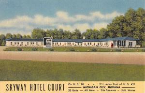 Michigan City Indiana Skyway Hotel Court Street View Antique Postcard K42634