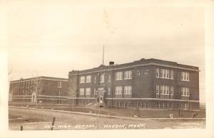 Hardin Montana New High School Real Photo Antique Postcard K24572