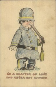 Little Boy Cop Police Officer Billy Club Hand Colored c1910 Postcard