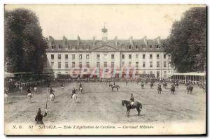 Old Postcard Saumur Horse Equestrian School & # cavalry 39application militar...