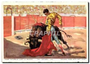 Old Postcard Bullfight Natural Pass With The Left