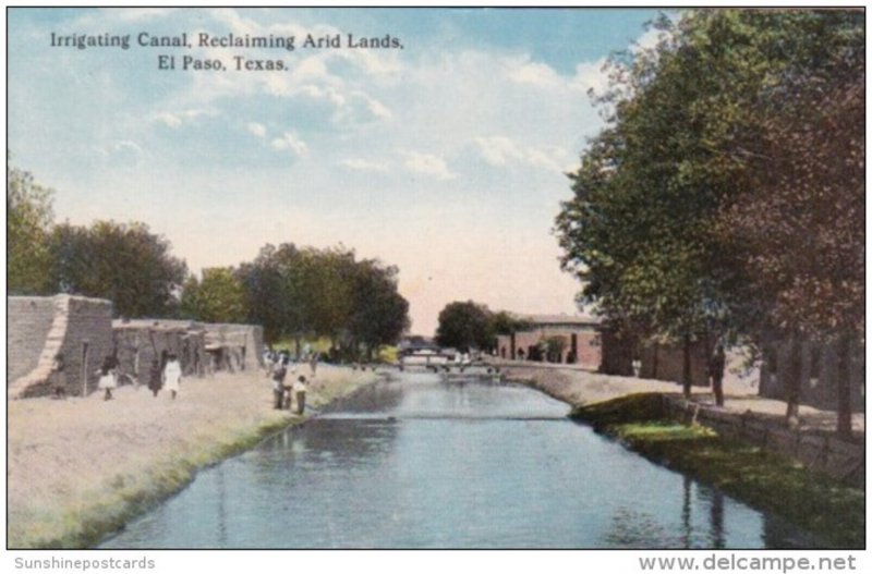 Texas El Paso Irrigation Canal Reclaiming Arid Lands Curteich