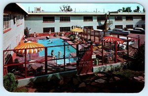 COLORADO SPRINGS, CO ~ Roadside J'S DRIVE IN MOTEL Pool 1950s Cars  Postcard