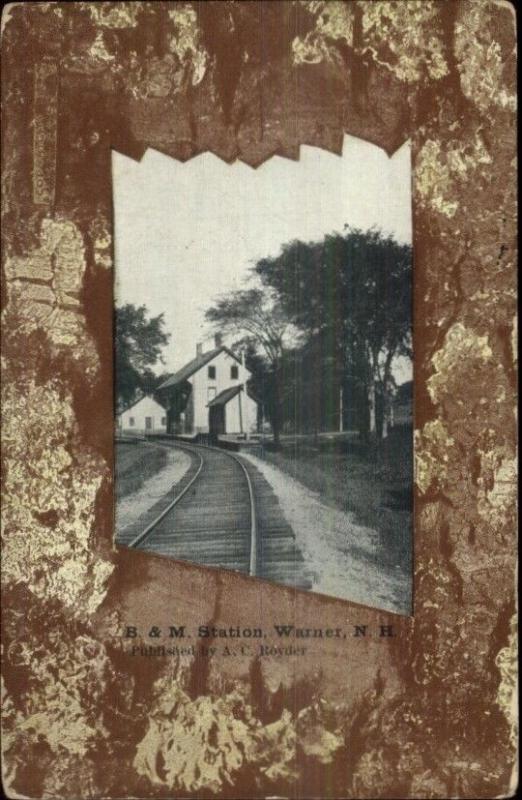 Warner NH B&M RR Train Station Depot c1910 Postcard