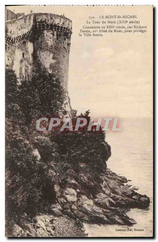 Old Postcard Mont St Michel tower North XIII century built in the thirteenth ...