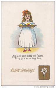 EASTER ; Girl with plate of eggs , PU-1922