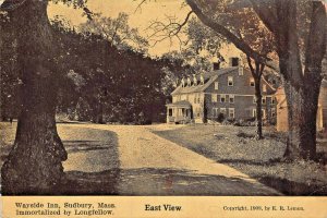 SUDBURY MA~WAYSIDE INN-LONGFELLOW IMMORTALIZED-EAST VIEW~E R LEMON 1908 POSTCARD