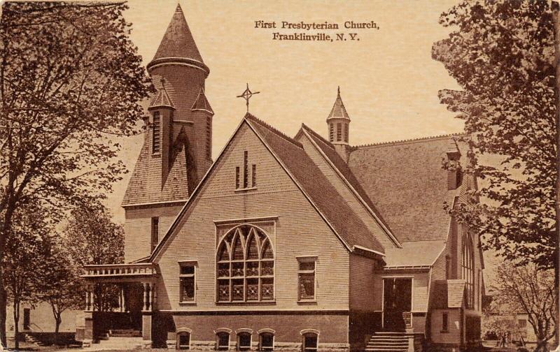 Franklinville NY 1st Presbyterian Church~Long Dormers~Pointy Tower~Cupola~c1910 