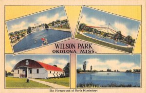 Okolona Mississippi Wilson Park Linen Vintage Postcard AA31586