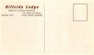 HILLSIDE LODGE Concordia, Kansas Roadside c1940s Vintage Postcard 