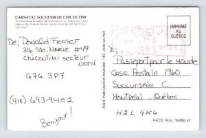 Carnaval Souvenir de CHICOUTIMI Quebec Canada Postcard 1989