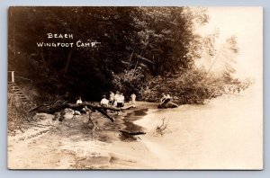 K1/ Perry Ohio RPPC Postcard c1910 Wingfoot Camp Shore Girls 146