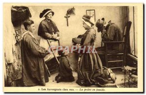 Old Postcard The Auvergne At Them In The Prayer Family Folklore
