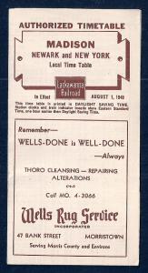 LACKAWANNA Railroad Timetable Newark NJ to Madison NY c1948