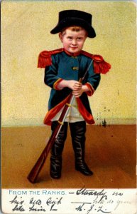 Tuck Postcard From the Ranks Boy Dressed as Soldier Carrying Rifle 1910 K19