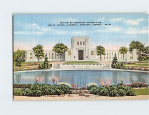 Postcard Temple Of Memories Mausoleum, White Chapel Memorial Cemetery, Michigan