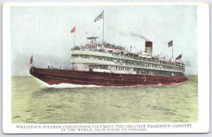 Whaleback Steamer Christopher Columbus Postcard Milwaukee Chicago
