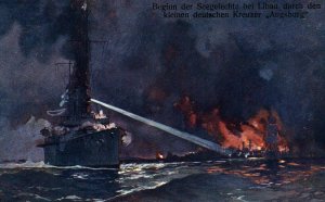 WWI Germany Imperial Navy SMS Augsburg Shines light on battles near Liebau Art