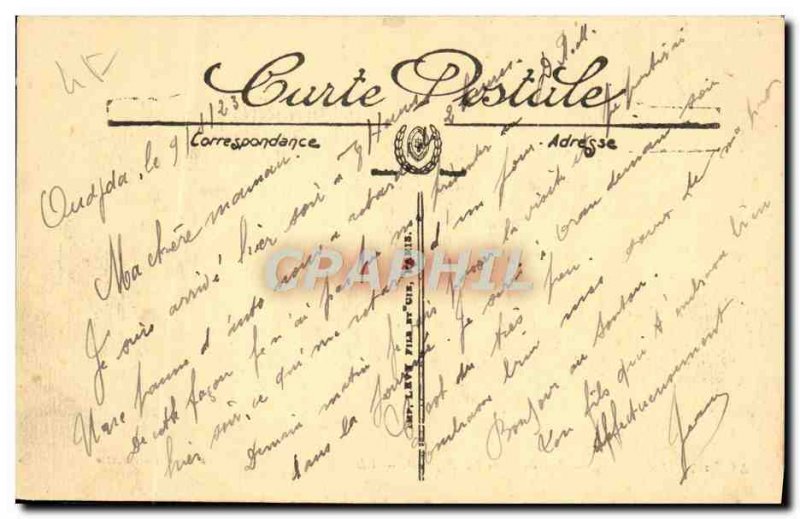 Old Postcard Oudjda Rue du Marechal Bugeaud Hotel d & # 39Alger