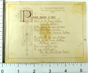 1870's-80's Lovely Valentine Poem Posies Marcus Ward Victorian Card *B