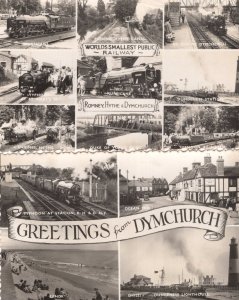 Greetings from Dymchurch Railway Station Lighthouse Real Photo Postcard