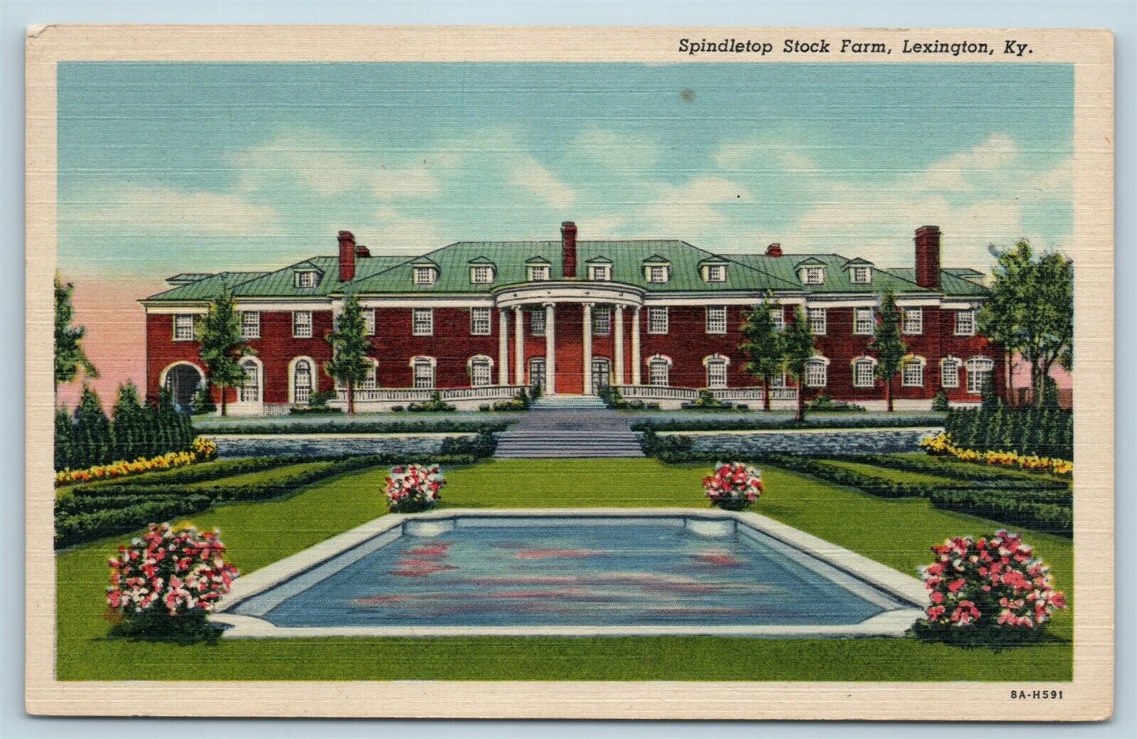 Postcard KY Lexington Spindletop Stock Farm Vintage c1940s Linen P15