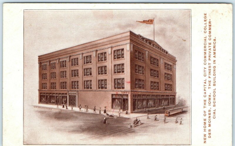 c1910s Des Moines, IA Commercial College School Advertising Postcard A42