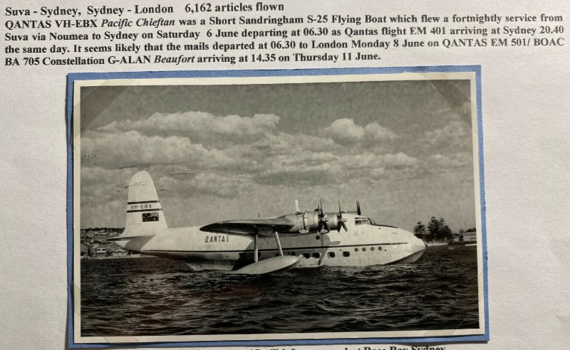 Mint Australia Real Picture postcard Qantas Airlines VH-EBX Flying Boat