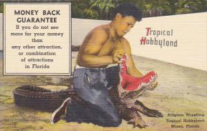 Seminole Indian Alligator Wrestling Tropical Hobbyland Miami Florida Scarce A...