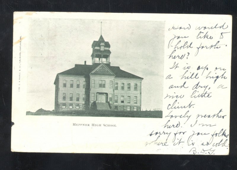 HEPPNER OREGON HIGH SCHOOL BUILDING VINTAGE POSTCARD HANOVER NH APPLEBEE